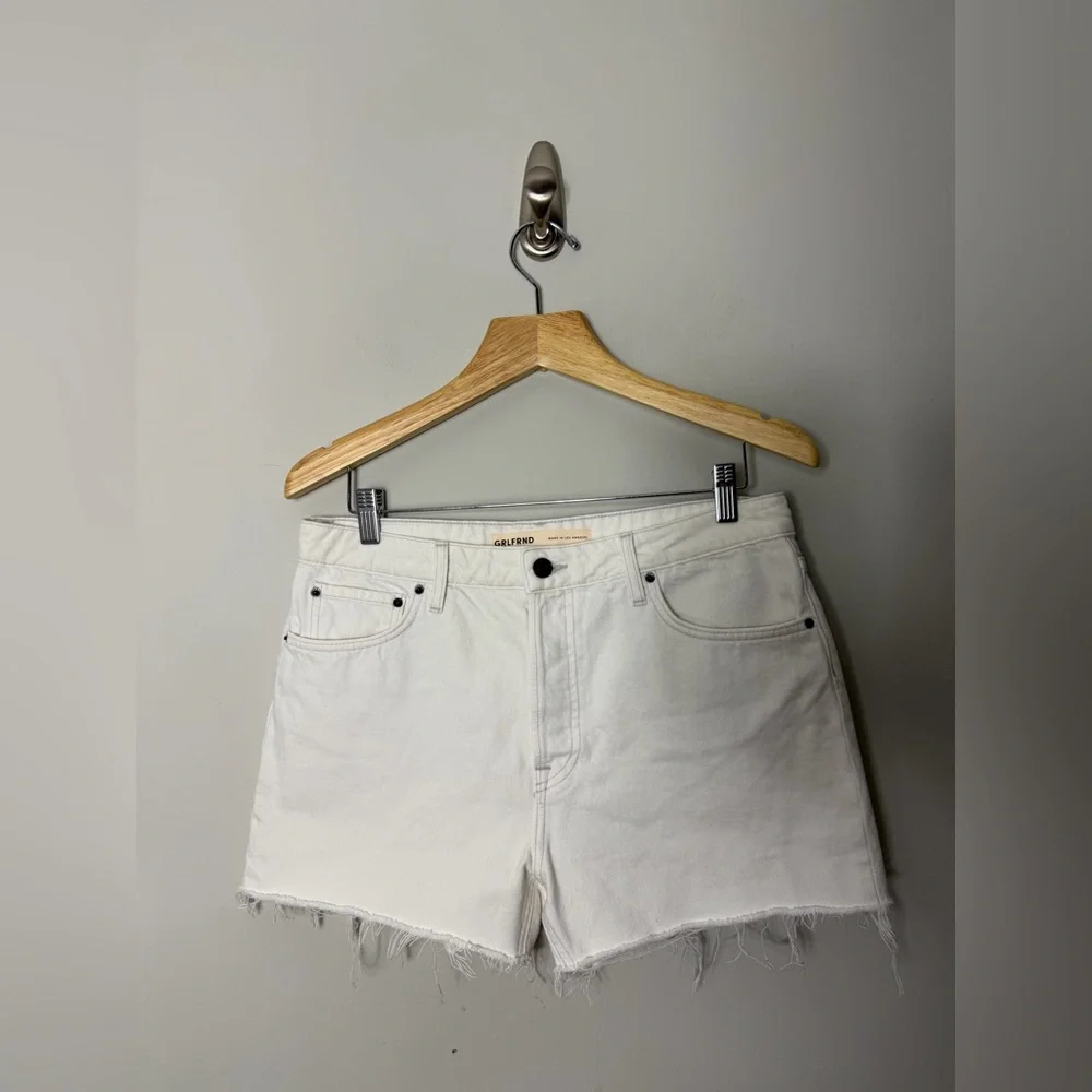 NEW $165 GRLFRND The Helena High Rise Cut Off White Denim Jean Shorts 350